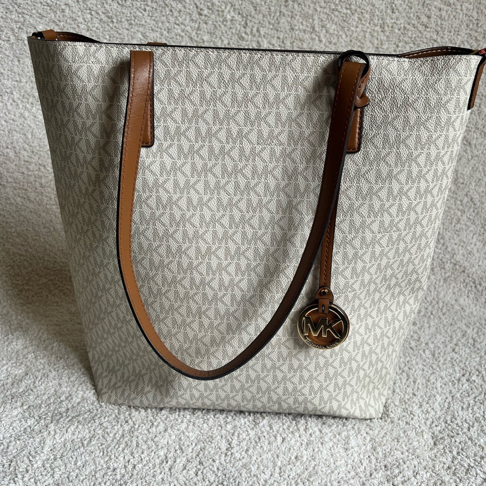 Michael Kors Cream and Brown Monogram Tote